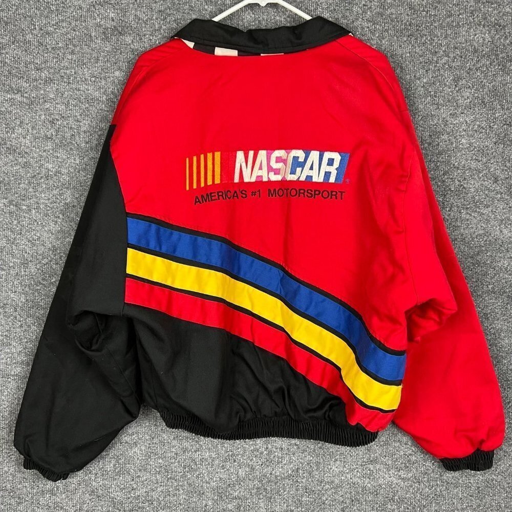 VTG 90s‎ XL Men’s NASCAR Quilted Embroidered Jacket Multicolor Made In USA LOGO